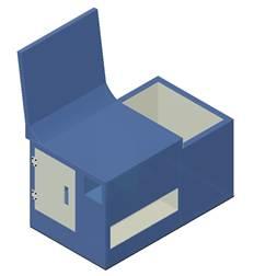 The final refined design: box-frame body with locker, bag bay and footrest.